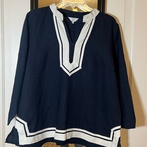 Crown & Ivy Navy and White Petite XL Top